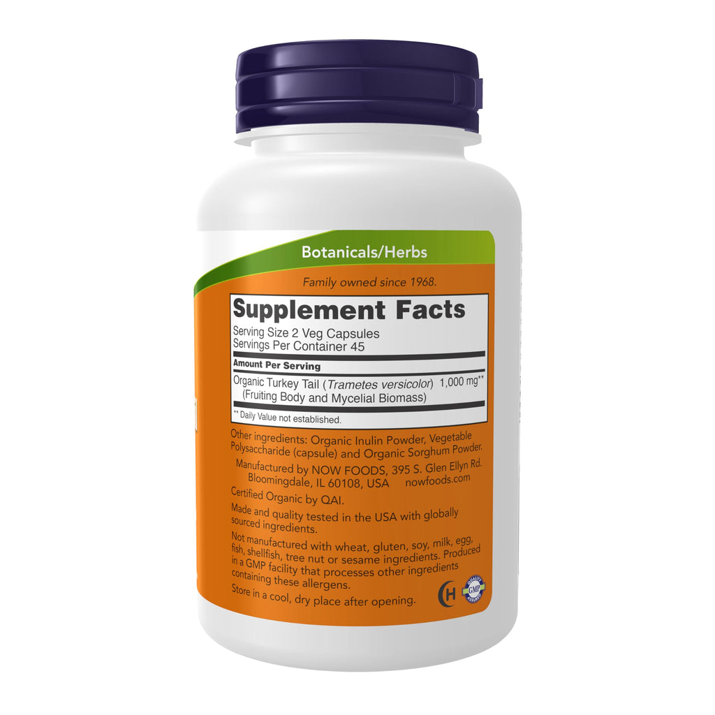 Buy now Now Foods Supplements, Turkey Tail 500 mg, Super Mushroom, Made with Organic Turkey Tail Mushroom and Mycelium, 90 Veg Capsules at indiglob india