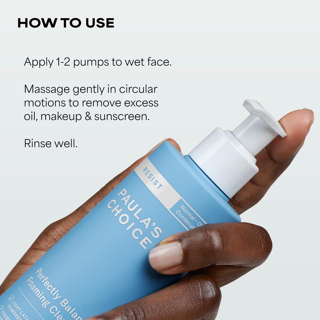 Paula's Choice RESIST Perfectly Balanced Foaming Facial Cleanser | Anti-Aging Face Wash with Hyaluronic Acid & Aloe for Large Pores & Oily Skin, Fragrance-Free