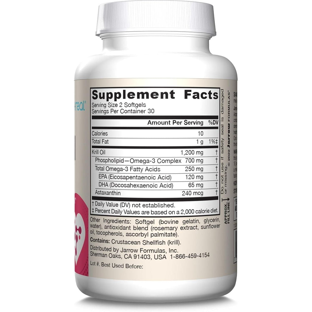 Buy now Jarrow Formulas Krill Oil - Phospholipid Omega-3 Complex with Astaxanthin - 60 Softgels - 30 Servings - Supports Lipid Management, Metabolism, Brain & Heart Health - EPA & DHA - Gluten Free - Non-GMO at indiglob india