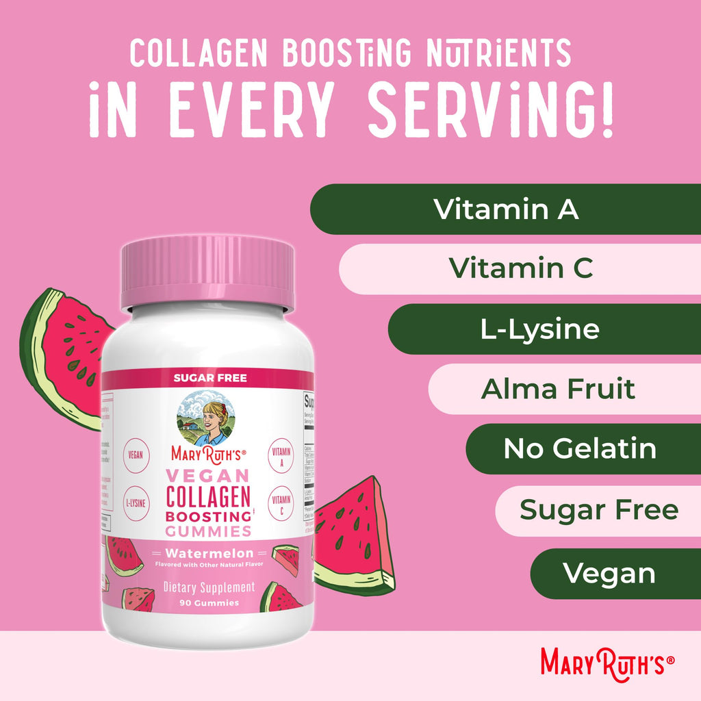MARYRUTH'S Vegan Collagen Gummies for Women & Men, Collagen Boosting, 90ct