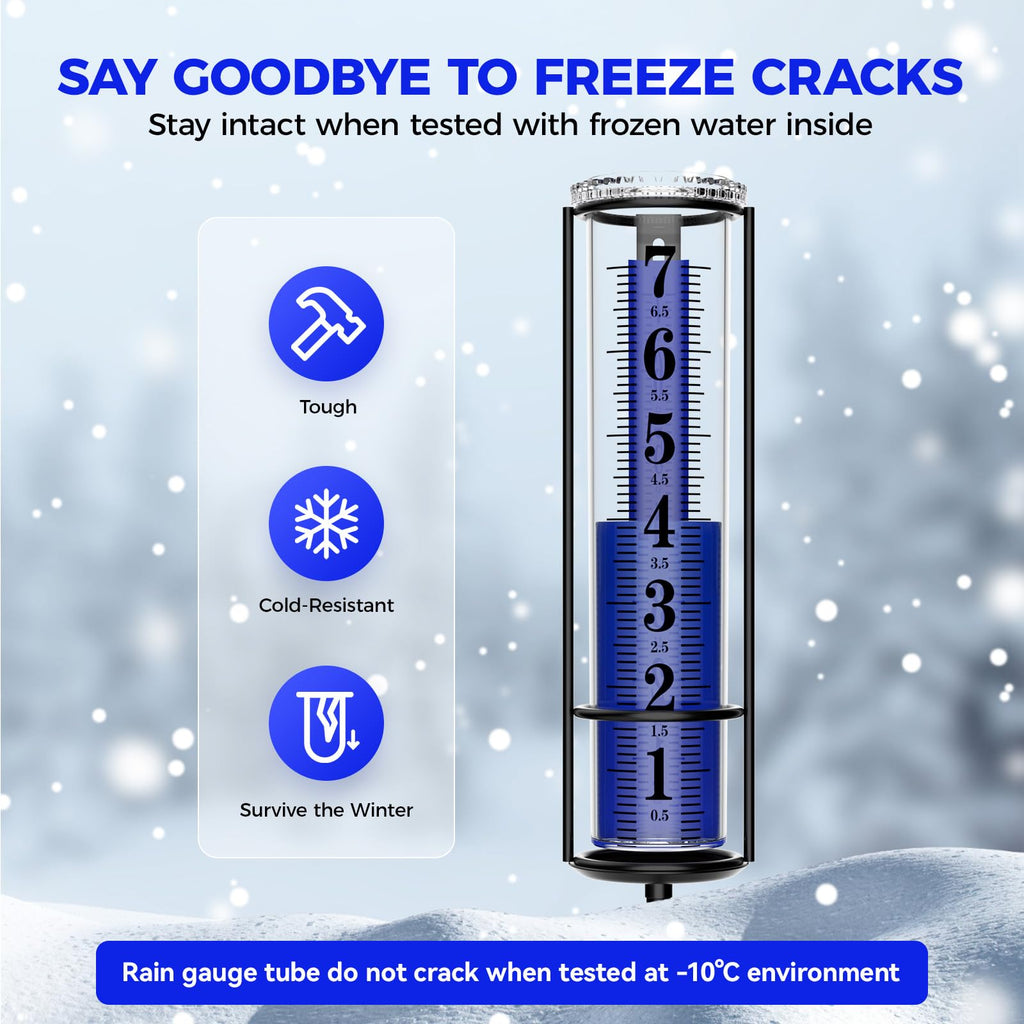 Upgraded Rain Gauge Outdoor, Really Freeze Proof, Easy Reading