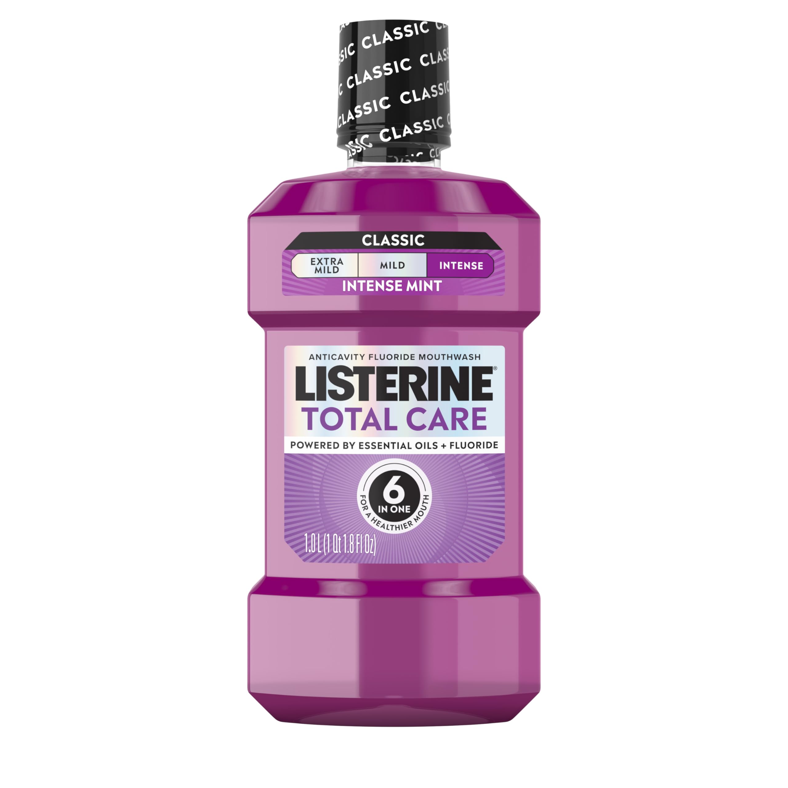Buy now Listerine Total Care Intense Anticavity Fluoride Mouthwash, 6 Benefits in 1 Oral Rinse Helps Kill 99% of Bad Breath Germs, Prevents Cavities, Provides 360 Clean*, ADA-Accepted, Intense Mint, 1 L 33.8 Fl Oz (Pack of 1) at indiglob india