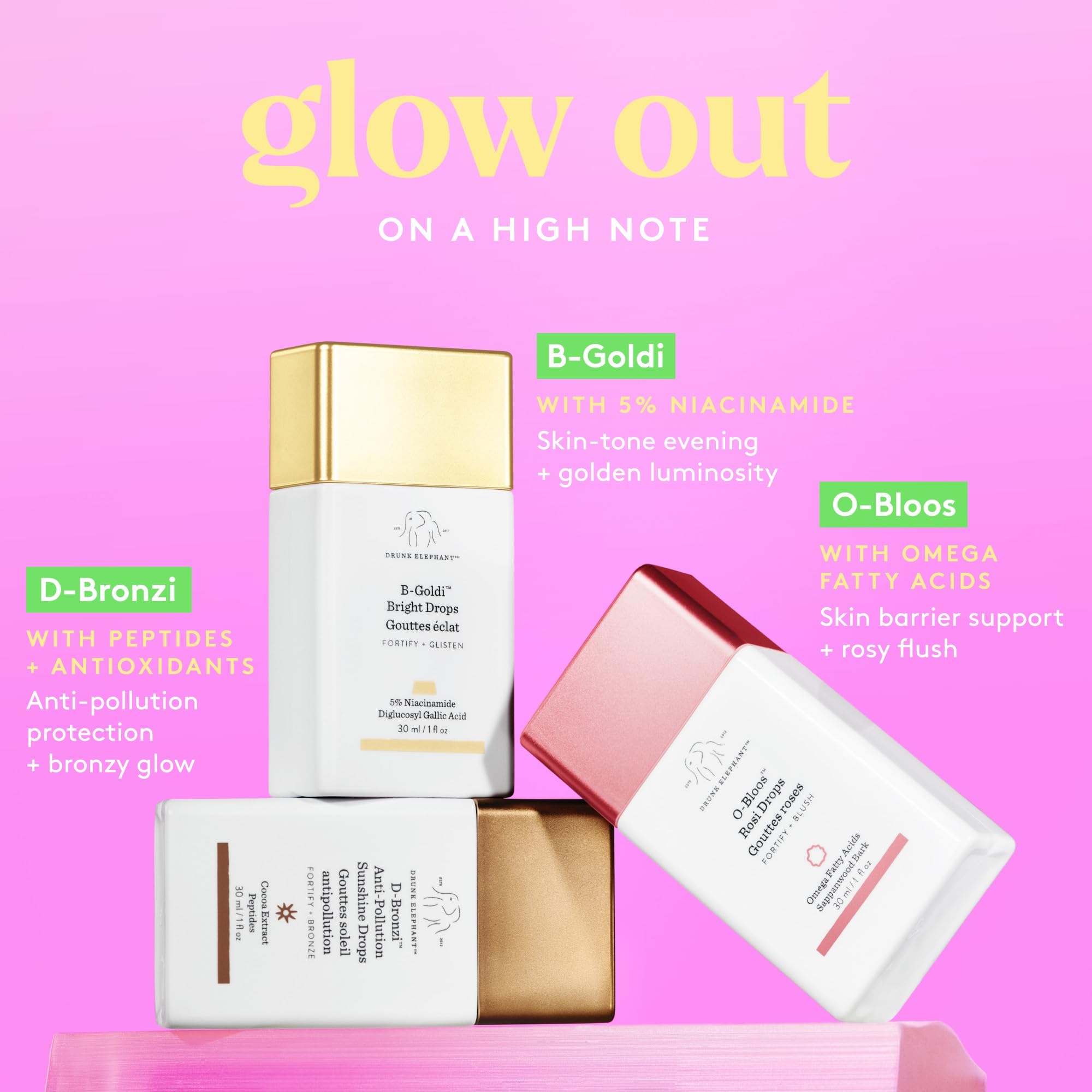 Buy now Drunk Elephant O-Bloos Rosi Drops - 30 ml/1 fl oz - Peachy-Pink Color Serum Drops - Clean Clinical Skincare - Cruelty-Free - Dermatologist-Tested - Free of Essential Oils, Silicones, and Fragrance at indiglob india