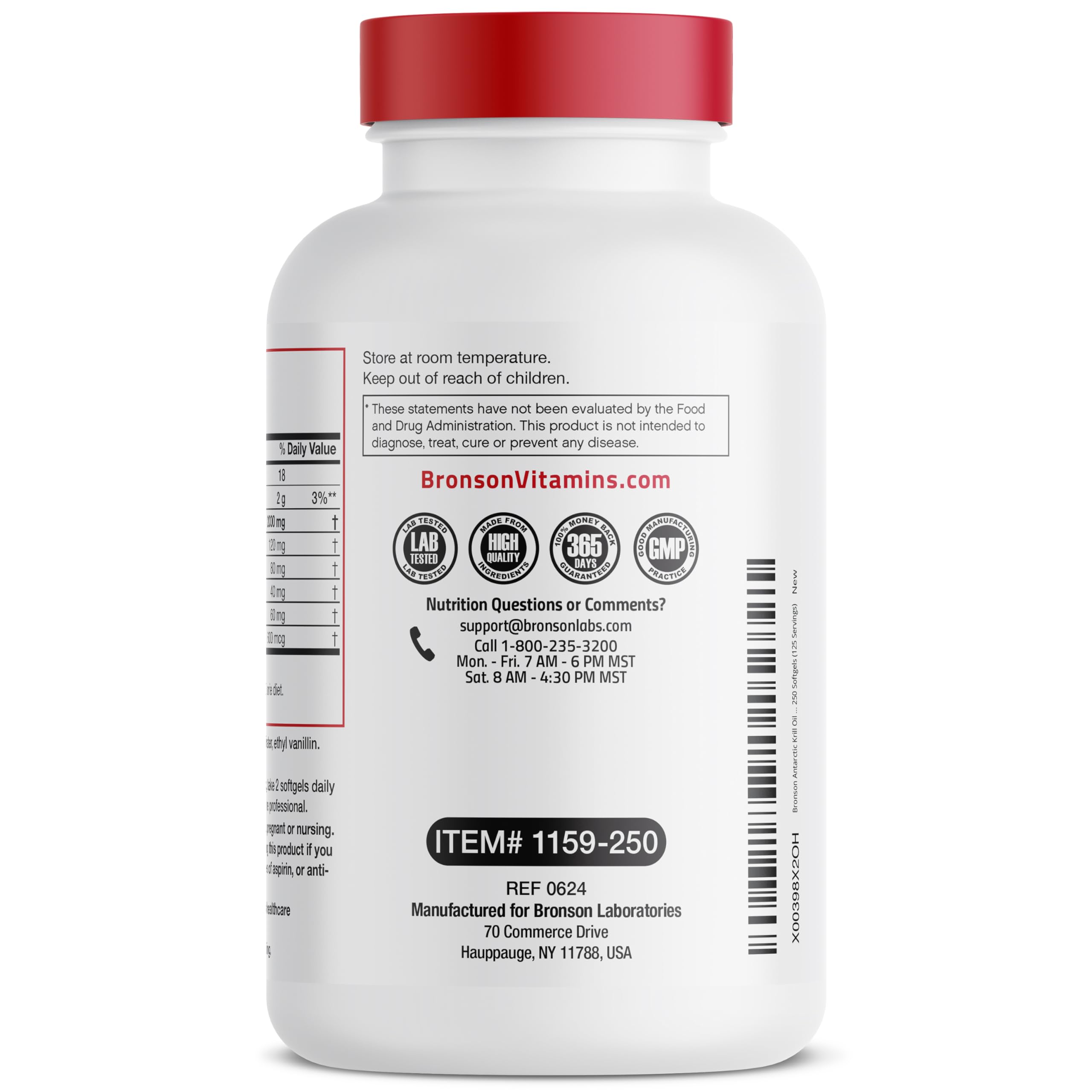 Bronson Antarctic Krill Oil 2000 mg with Omega-3s, 250 Softgels | Heavy Metal Tested, with EPA, DHA, Astaxanthin and Phospholipids, Non-GMO, Gluten Free, Soy Free
