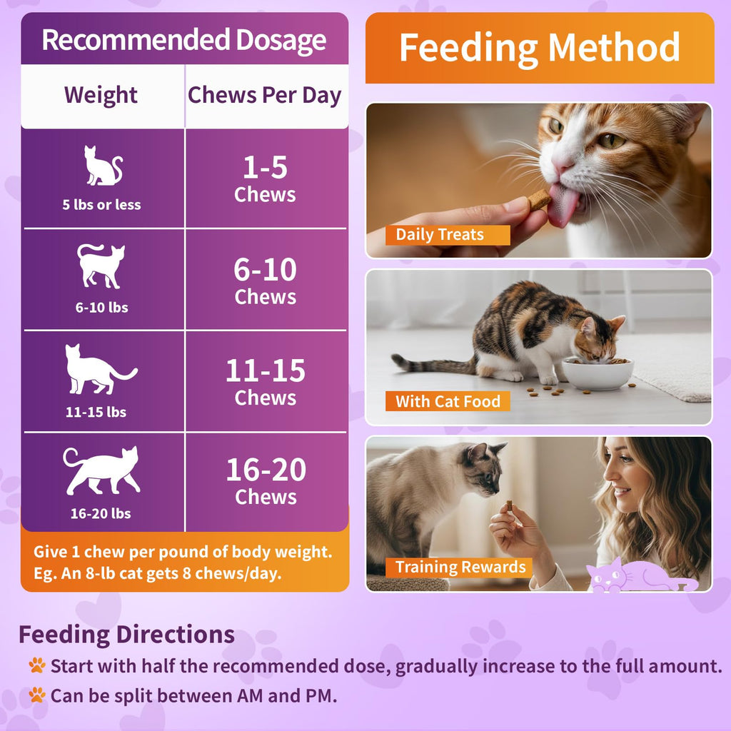 Carmelie Taurine for Cats Vitamins Treats, 15 in 1 Cat Multivitamin, 500 Ct