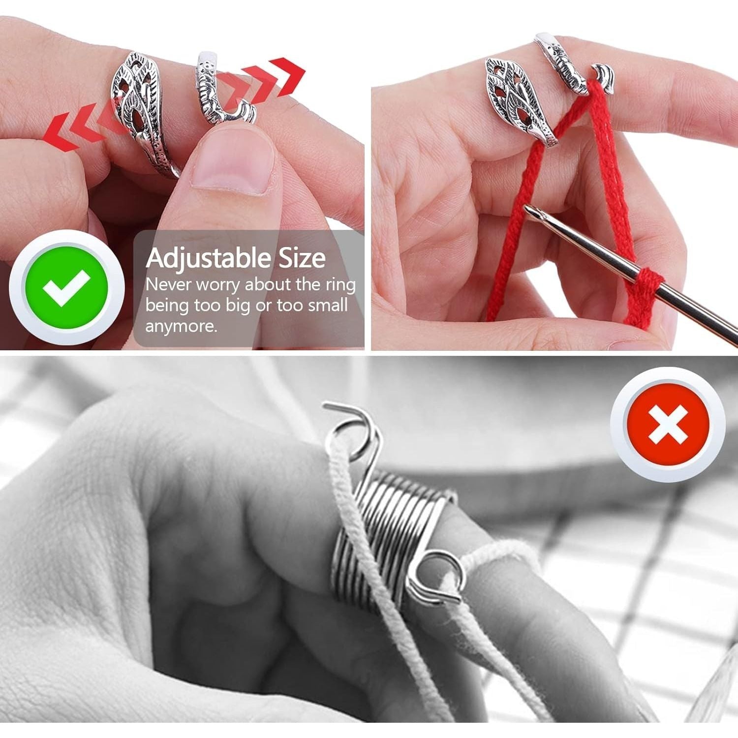Buy now Yolev 3 Pieces Adjustable Knitting Crochet Ring Knitting Accessories Braided Peacock Open Finger Ring Adjustable Braided Ring for Faster Knitting at indiglob india
