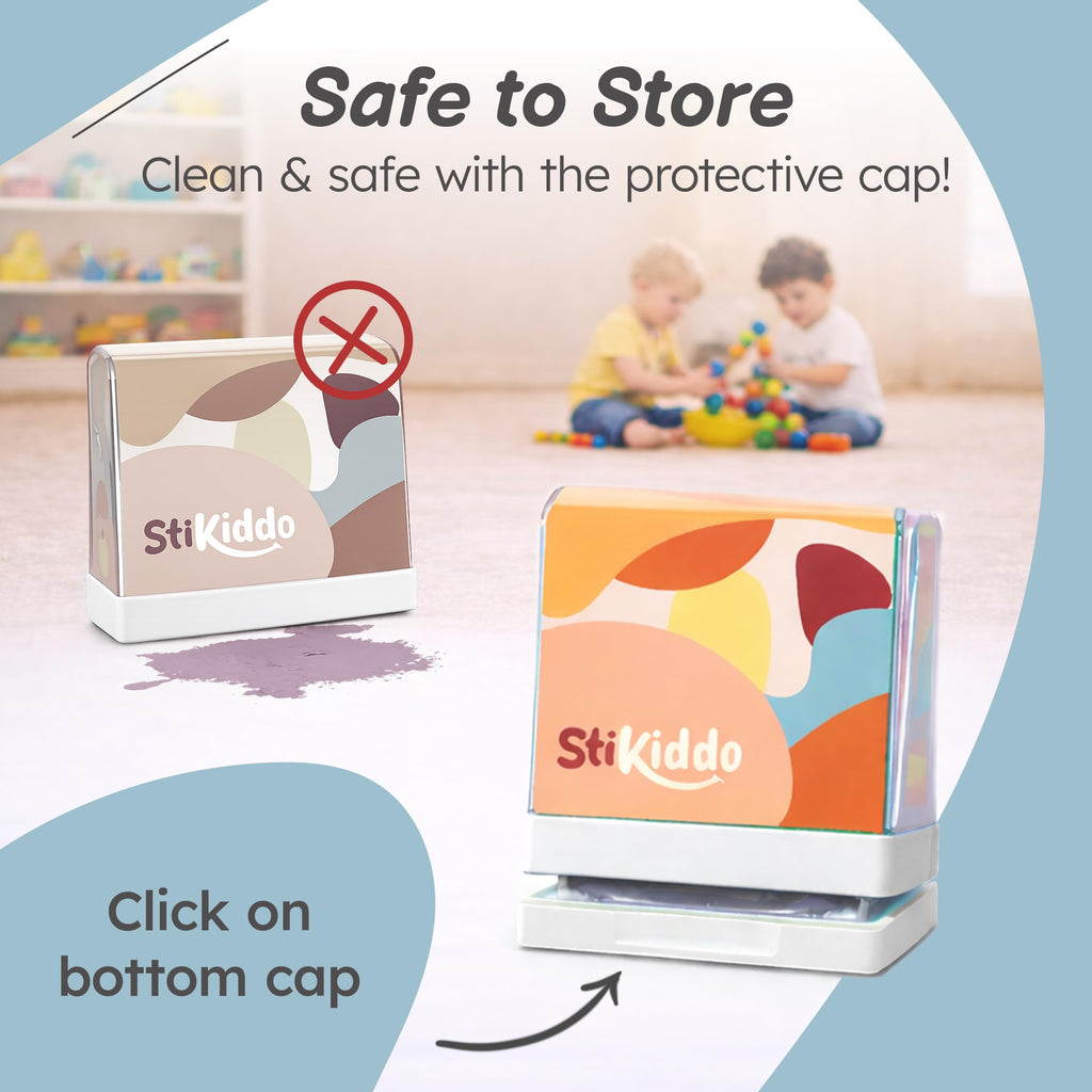 StiKiddo® Personalized Name Stamp for Clothing Kids Waterproof, Custom Name Stamp for Clothes, Paper & School Supplies, Customizable Fabric Stamp with Permanent & Waterproof Ink