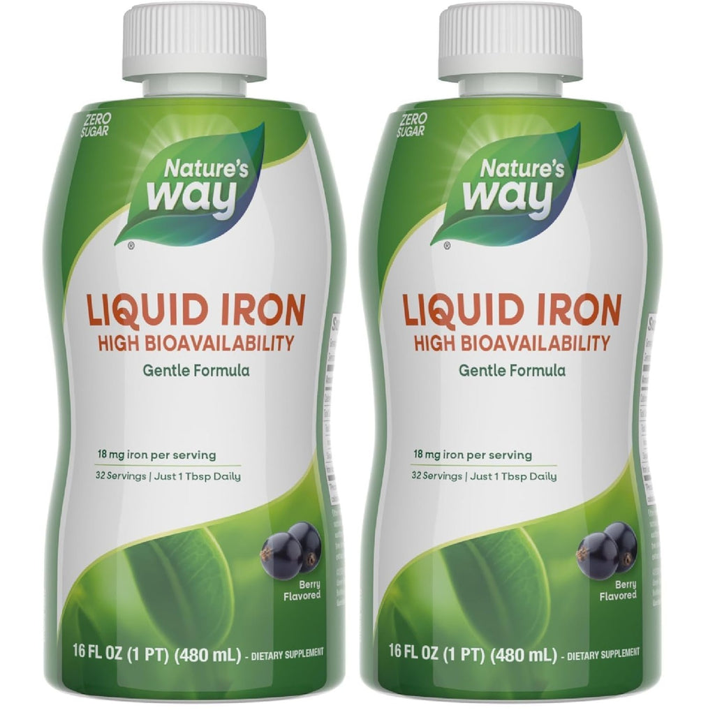 Nature’s Way Liquid Iron Supplement, 18 mg per Serving, Berry, 16 Fl Oz | Gentle Glycinate Iron, Fast-Absorbing Liquid, Iron for Red Blood Cell Support and Energy Metabolism*, No Sugar Added