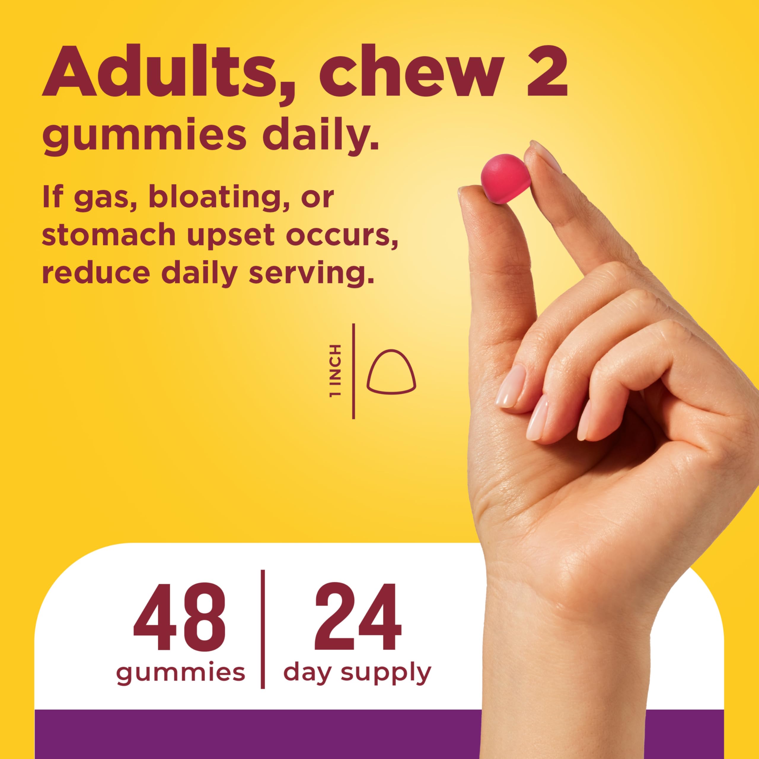 Nature Made Triple-Action Biotics, Prebiotic Fiber Gummies, 48 Gummies | Digestive Probiotics for Women and Men, Gut and Immune Health Support, Vegetarian, Raspberry Lemon Flavor, 24 Day Supply