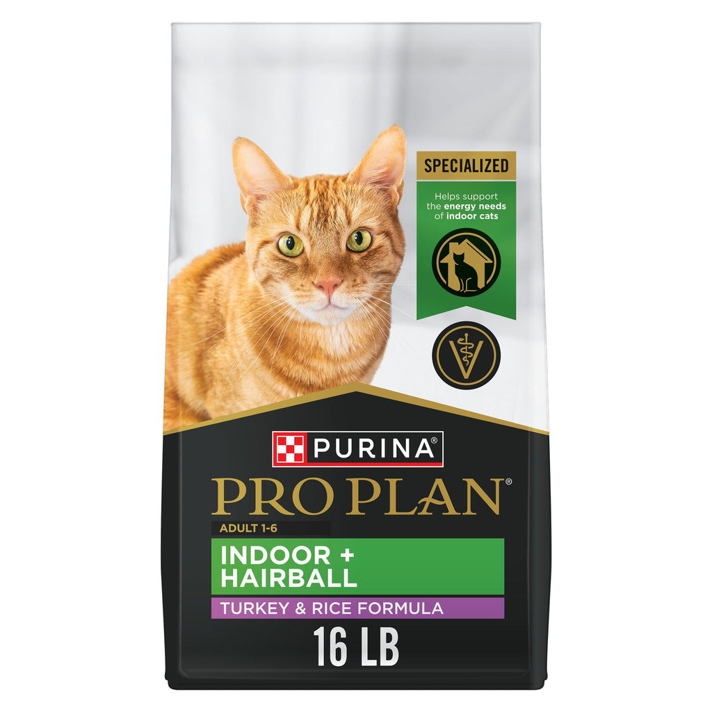 Purina Pro Plan Hairball Management Indoor Dry Cat Food, Turkey, 16 lb Bag