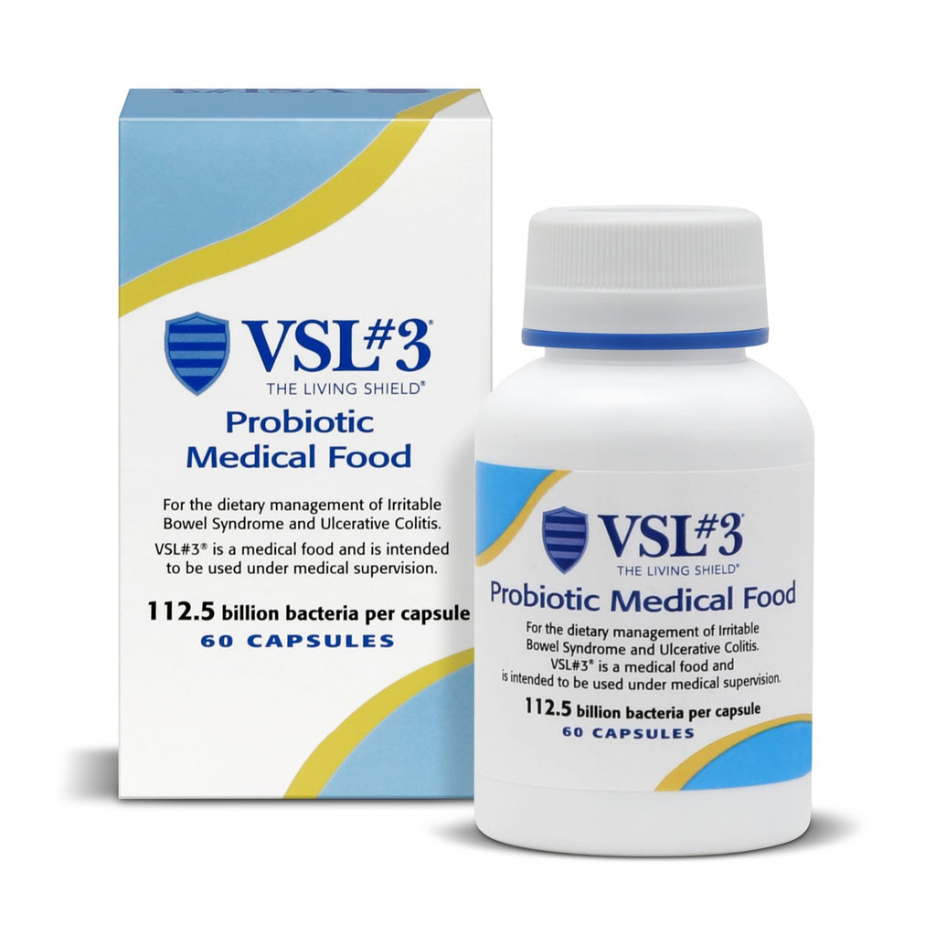 VSL #3® High-Potency Probiotic Medical Food, Dietary Management of IBS & UC | 112.5 Billion CFU, Clinically Researched, 8 Live Probiotic Strains, Refrigerated, For Men & Women, 3-Pack (180 Capsules)