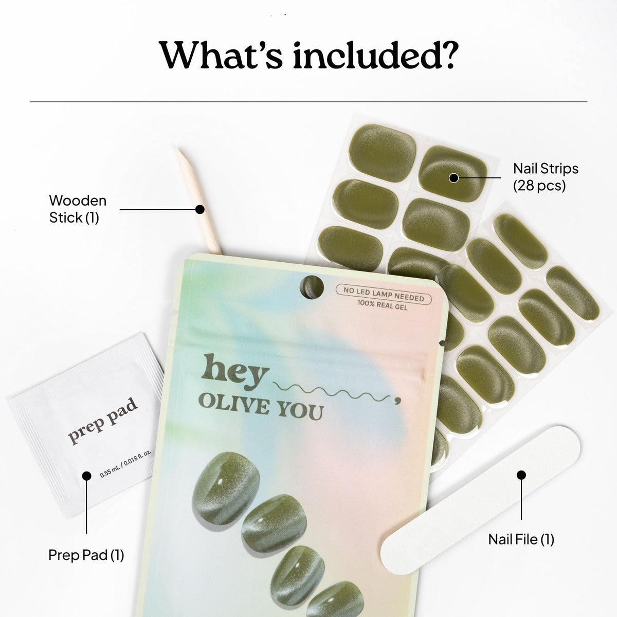 Heyhae Semi Cured Gel Nail Strips - Hey, Olive You