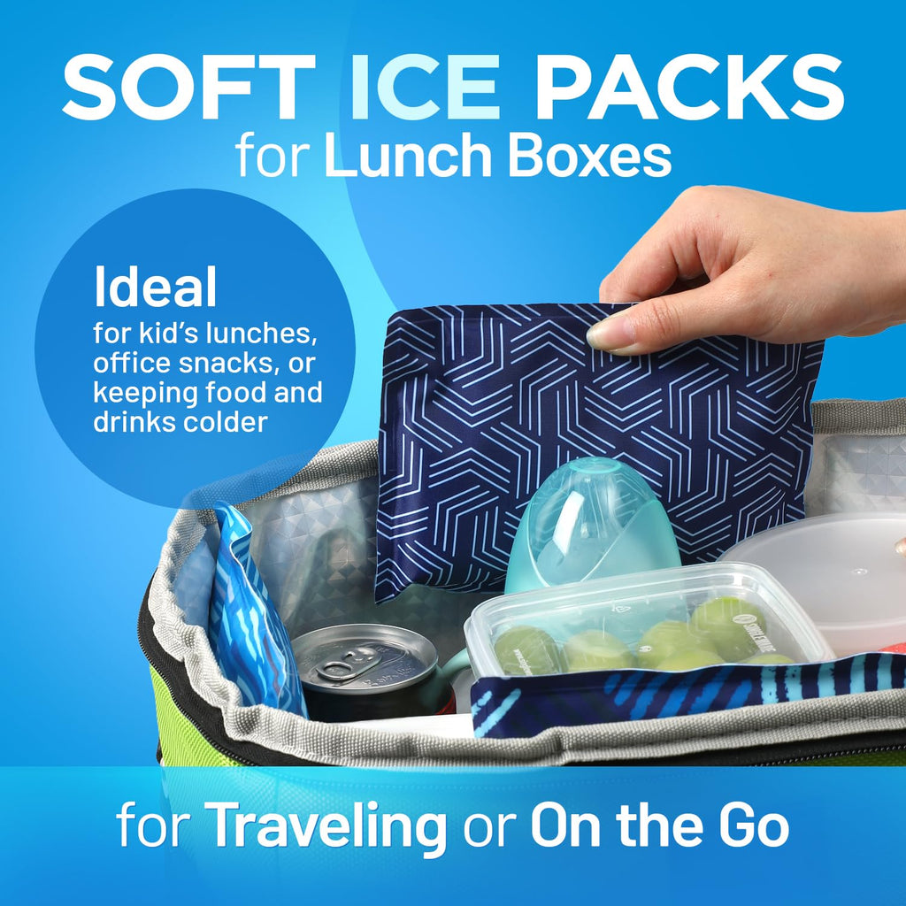 Reusable Ice Packs for Lunch Box and Coolers, Soft Flexible BPA Free 2 Pack