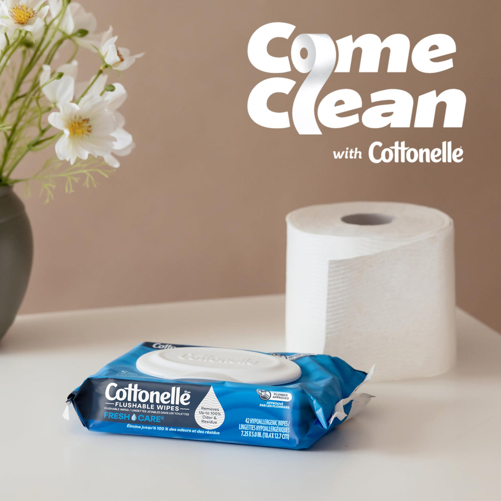 Cottonelle Fresh Feel Flushable Wet Wipes, Adult Wet Wipes, 8 Flip-Top Packs, 42 Wipes Per Pack (336 Total Wipes)