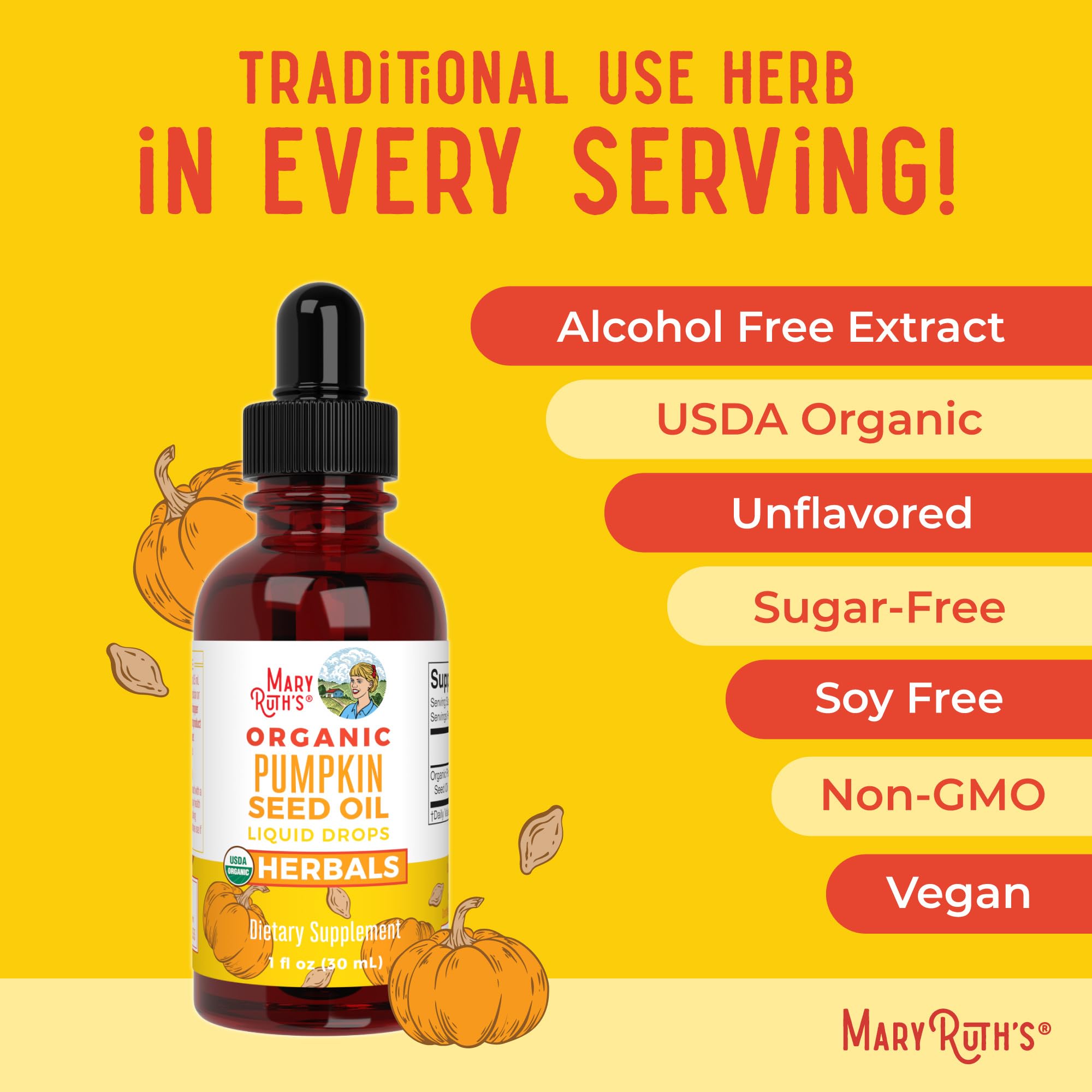 MARYRUTH'S Organic Pumpkin Seed Oil Cold Pressed, Sugar Free, 60 Servings | 2 Month Supply, USDA Organic Liquid Drops, Urinary Health in Men, Sugar Free, Vegan, Non-GMO