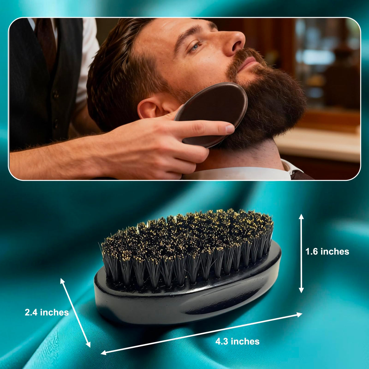 4.3 IN Natural Boar Bristle Beard Brush for Men