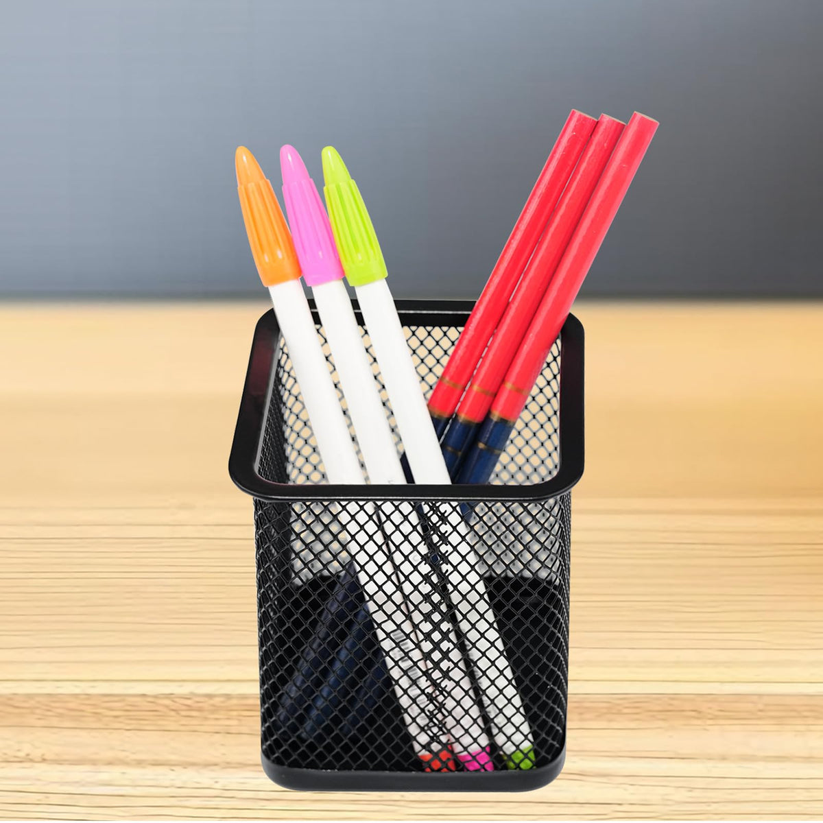 HSYMQ Pen Holder for Desk, Wire Mesh Pencil Cup Holder for Desk Organizer for Office Supplies