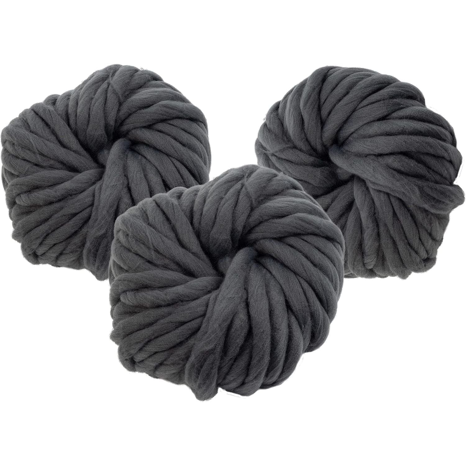 Buy now Chunky Vegan Wool Yarn 3 Pack (111 Yards Total, 37 Each Skein) - Navy Blue - Fluffy Polyester Yarn Perfect for Soft Throw & Baby Blankets, Arm Knitting, Crocheting & DIY Crafts and Art Projects Dark Grey at indiglob india