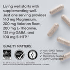 Sports Research® Sleep Complex (Melatonin-Free), 60 Veggie Capsules | Natural Sleep Aid with Valerian Root, GABA, L-Theanine, Magnesium & 5-HTP - Non-GMO Verified & Gluten Free