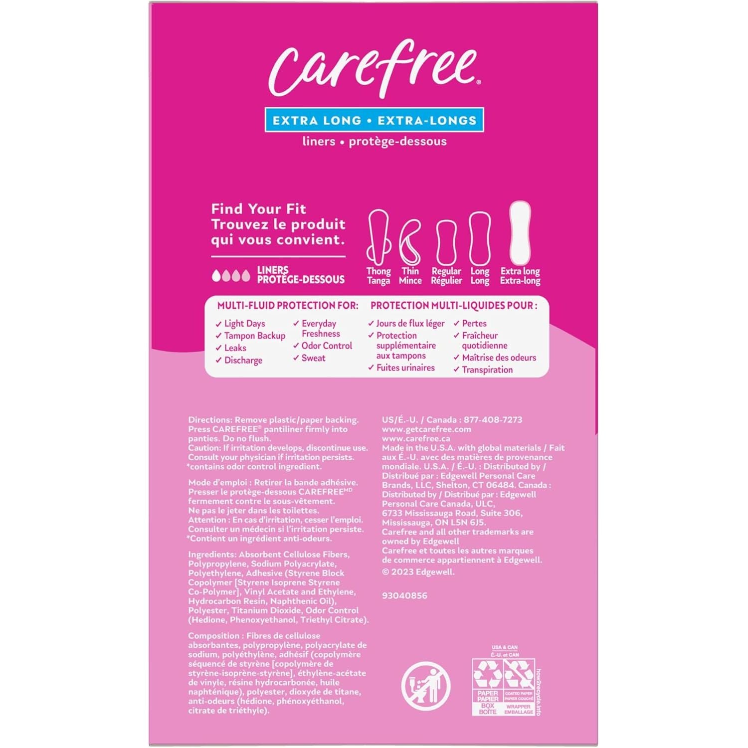 Buy now Carefree Panty Liners for Women, Extra Long, Unwrapped, Unscented, 100ct | Pantiliners, Carefree, Daily for Women, Light Periods and Leaks, 8-Hour Odor Control|100ct (Packaging May Vary) at indiglob india