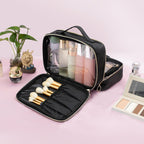 Buy now OCHEAL Makeup Bag, Double Layer Cosmetic Bag, Large Capacity New Look Clear Cosmetic Case for Women Travel Beauty Essentials, Multiple Compartments Makeup Case Organizer Zipper Pouch -Black at indiglob india