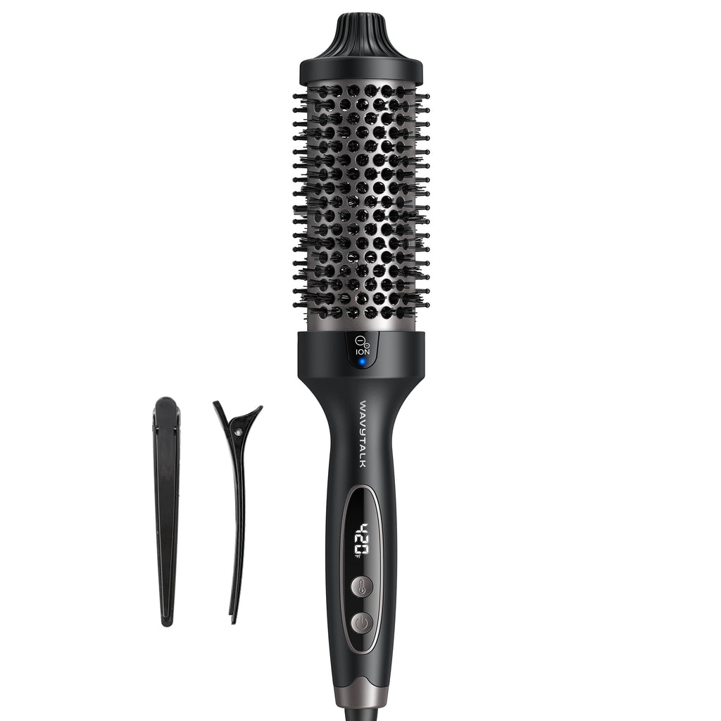 Wavytalk Thermal Brush Blowout Boost Grande 1.77″ Big Bouncy Blowout Waves | Negative Ion Technology, Tourmaline Ceramic, 5 Temperature Settings Dual Voltage, Less Damage, Black