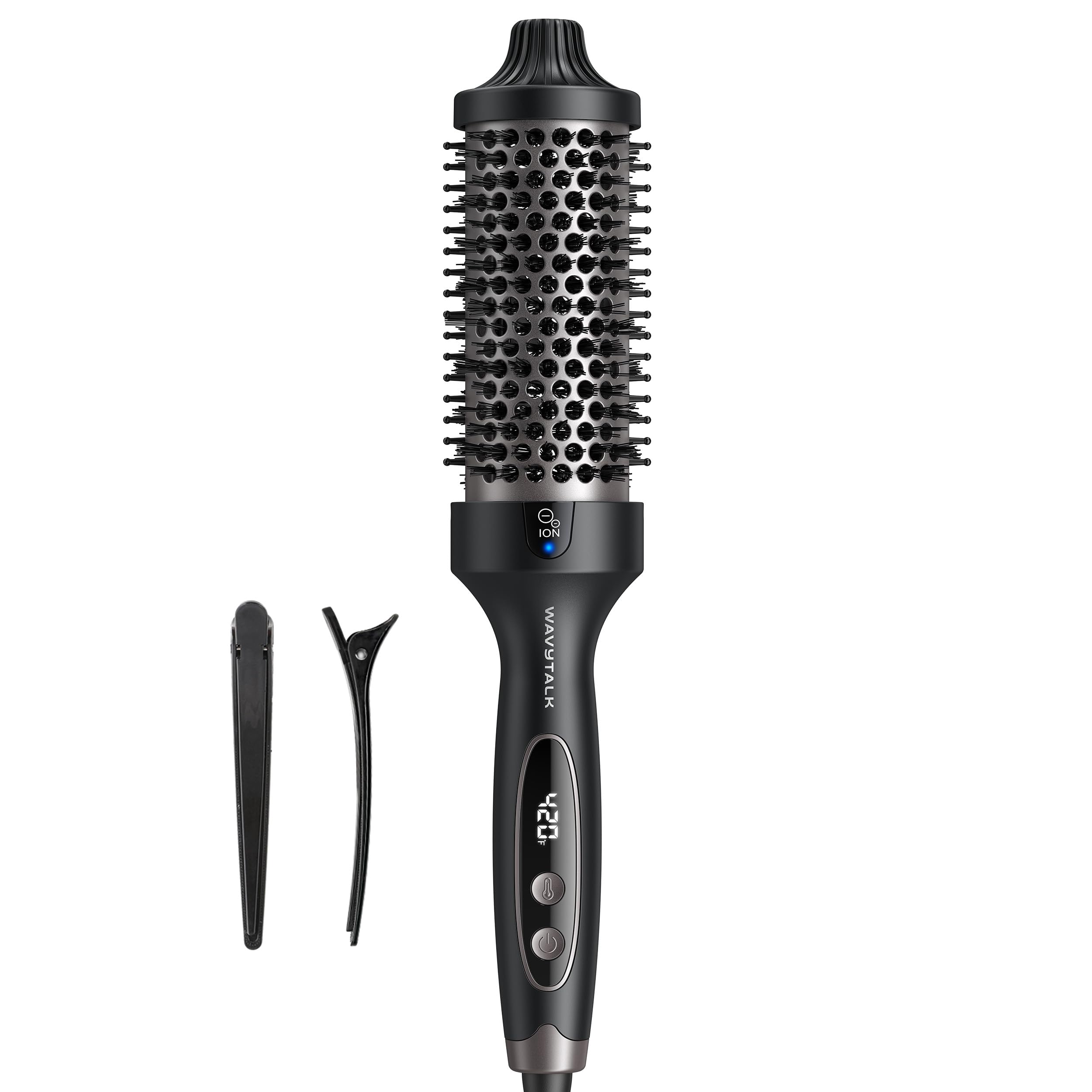 Wavytalk Thermal Brush Blowout Boost Grande 1.77″ Big Bouncy Blowout Waves | Negative Ion Technology, Tourmaline Ceramic, 5 Temperature Settings Dual Voltage, Less Damage, Black