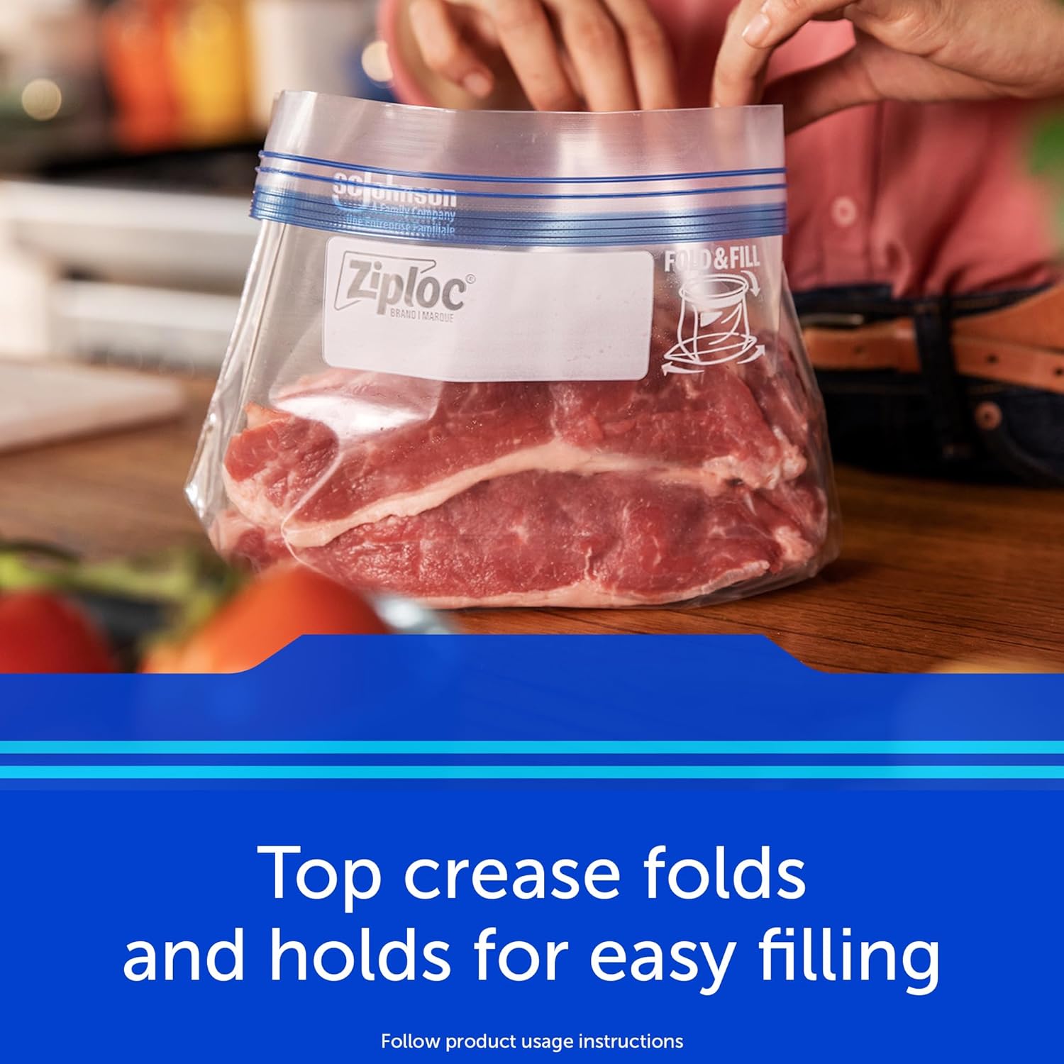 Buy now Ziploc Gallon Food Storage Freezer Bags, New Stay Open Design with Stand-Up Bottom, Easy to Fill, 28 Count at indiglob india