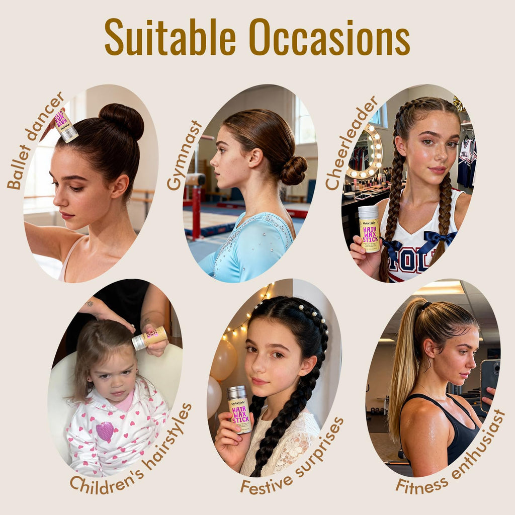 Dolahair Hair Wax Stick - Flyaway Control Styling Pomade for Kids, Women | Slick Back Hair Bun Maker and Hair Accessorie for Teen Girls (1 Pack of Wax)