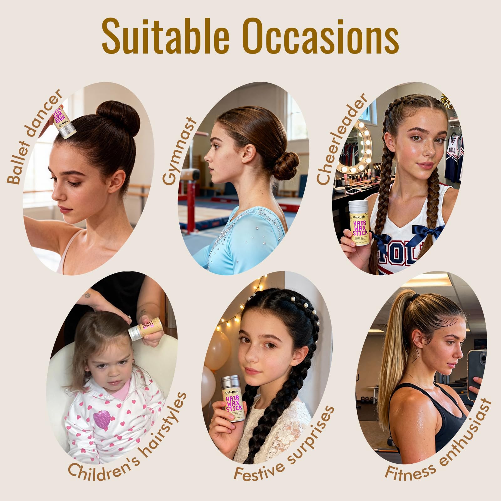 Dolahair Hair Wax Stick - Flyaway Control Styling Pomade for Kids, Women | Slick Back Hair Bun Maker and Hair Accessorie for Teen Girls (1 Pack of Wax)