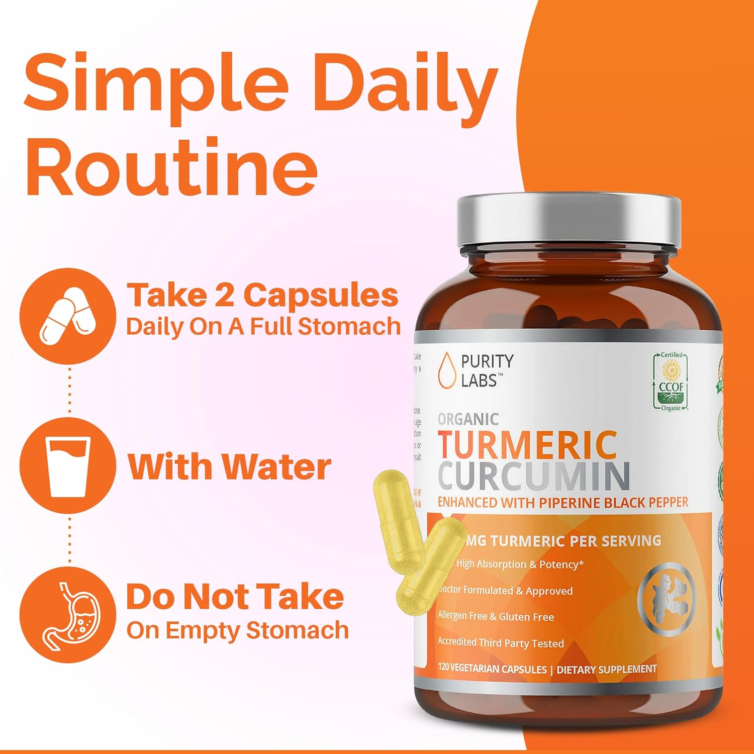 Buy now Purity Labs Organic Turmeric Curcumin Supplement with Piperine 2,250 MG/Serving | 95% Curcuminoids Turmeric Supplements, Antioxidant Joint Pain Relief, Muscle & Brain Support | Non-GMO - 120 Capsules at indiglob india
