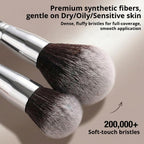 BEAKEY Makeup Brushes set with 2 Blending Sponges,10 Brush Face and Eye Set | Beginner-friendly face and eye tools with soft synthetic fibers for light,buildable coverage from foundation to eyeshadow