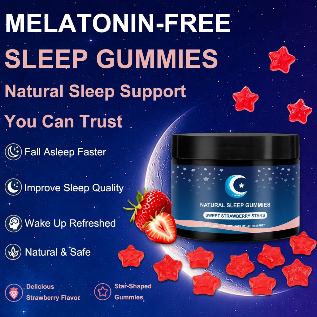 ZAYMAN Melatonin Free Sleep Gummies for Adults, Natural Sleep Aid, 60 Count