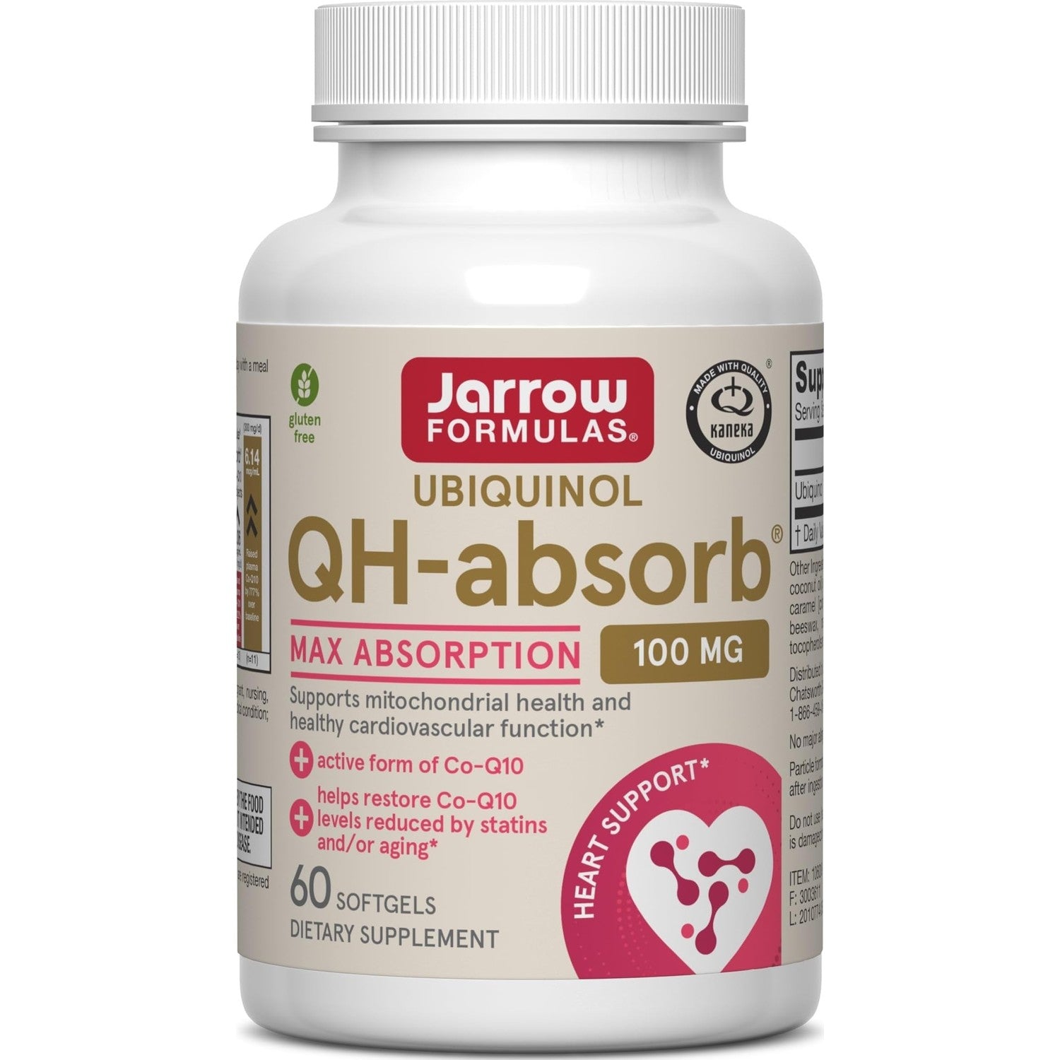 Jarrow QH-Absorb Ubiquinol 100mg CoQ10, Heart Health, 60 Softgels | High Absorption, Supports Mitochondrial Energy Production & Healthy Cardiovascular Function, Dietary Supplement