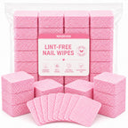 MAQIHAN 600 Lint Free Nail Wipes - Pink Nail Polish Remover Wipes Lint Free Nail Wipes Pads for Gel Nails No Lint Nail Glue Wipes Eyelash Extensions Toallitas Para Uñas Sin Pelusa Nail Supplies