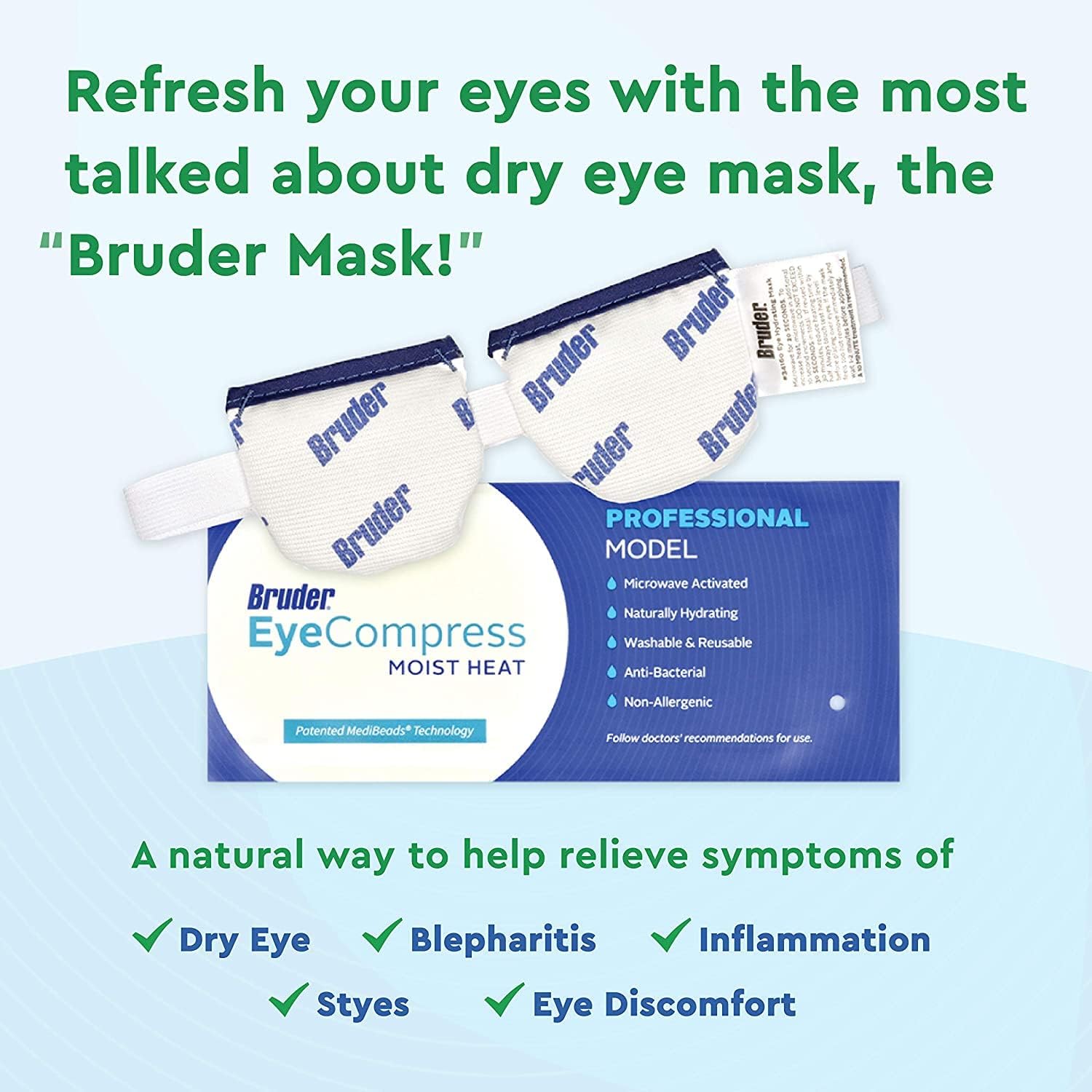 Buy now Bruder Moist Heat Eye Compress | Microwave Activated | Fast Acting and Effective Relief for Dry Eye and Other Eye Irritation at indiglob india
