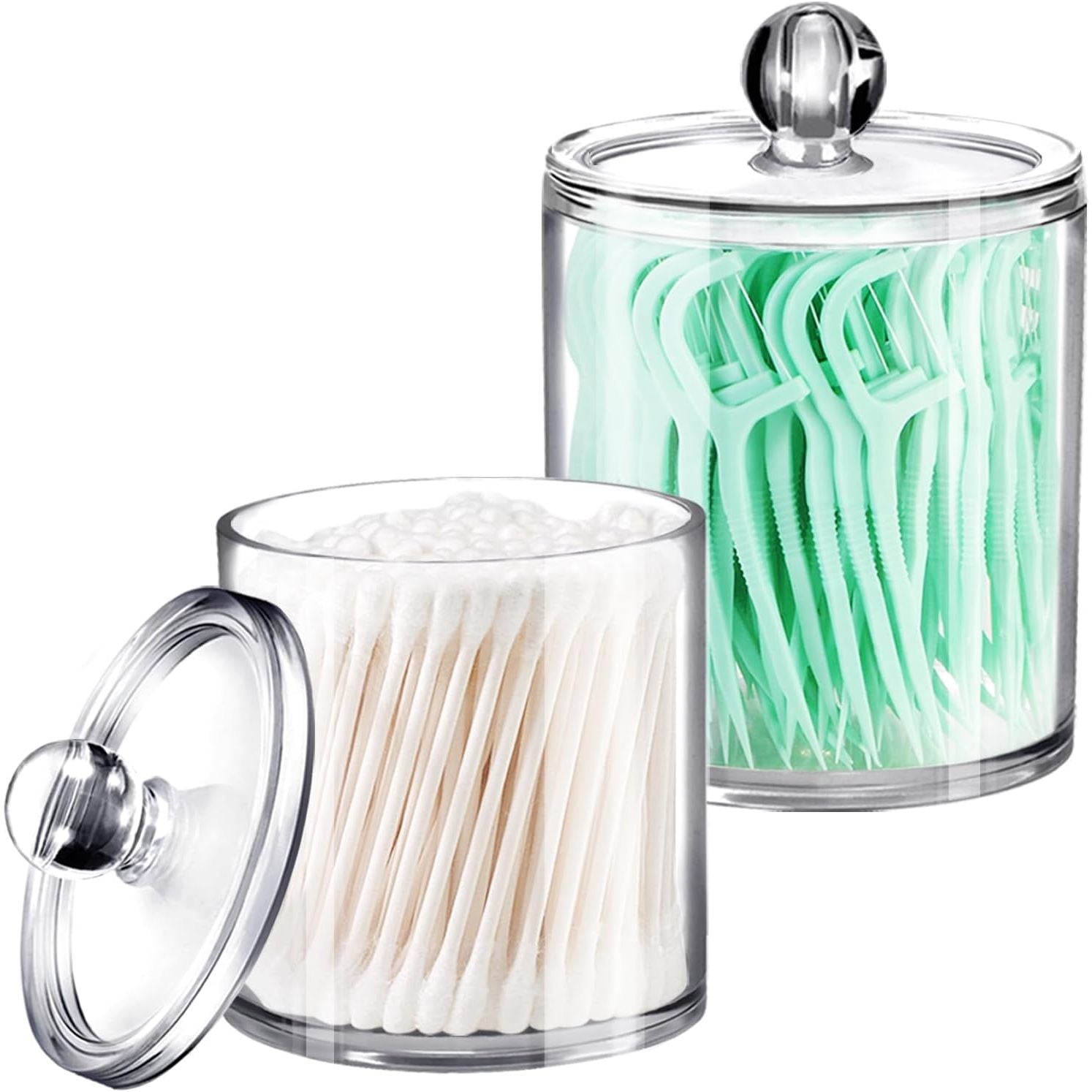 Buy now SheeChung 2 Pack of 10 Oz. Small Clear Plastic Apothecary Jar - Qtip Dispenser Holder Bathroom Vanity Storage Canister Acrylic Jar for Cotton Balls/Swabs/Rounds,Q-tips (Black) 15 Oz. & 20 Oz. Clear at indiglob india