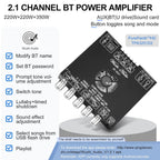 Buy now Bluetooth Power Amplifier Board Stereo - HiFi 2.1 Channel 2X220W+350W Bluetooth 5.1 16-32V Digital Power Audio Amplifier Module Subwoofer Control with AUX/Bluetooth/USB Flash Drive (ZK-AS21) at indiglob india