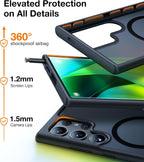 Buy now TORRAS Magnetic Shockproof for Samsung Galaxy S23 Ultra Case, Fit for MagSafe, 4X Military Grade Protection, Translucent Slim Case for Samsung S23 Ultra Case Anti-Fingerprint Anti-Scratch, Black at indiglob india