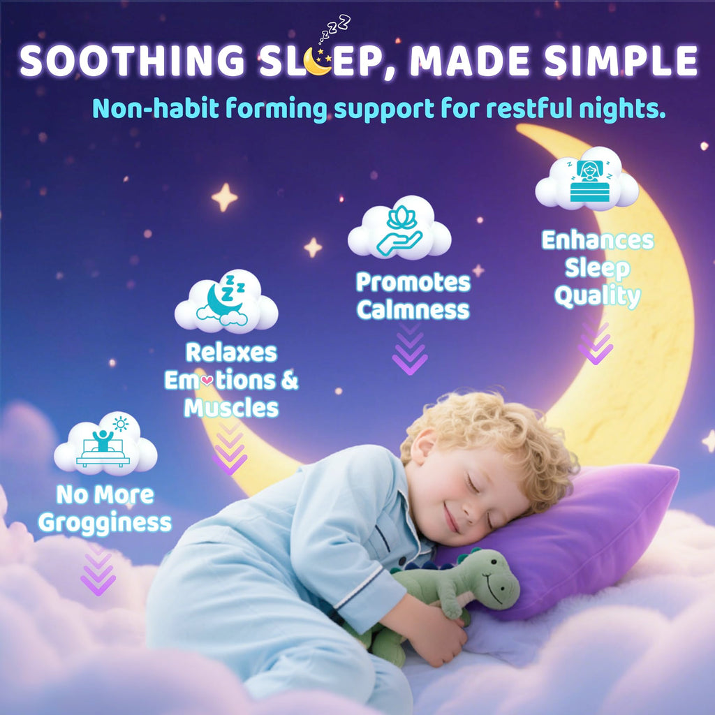 Kids Sleep Gummies, NO Melatonin Sleep Aid Gummies w/ Magnesium Glycinate, Magnesium Malate, L-Theanine, Lavender, B6, Zinc, D3K2 for Restful Sleep, Relax Brain & Muscle, Immune Support, Non-GMO 2Pack
