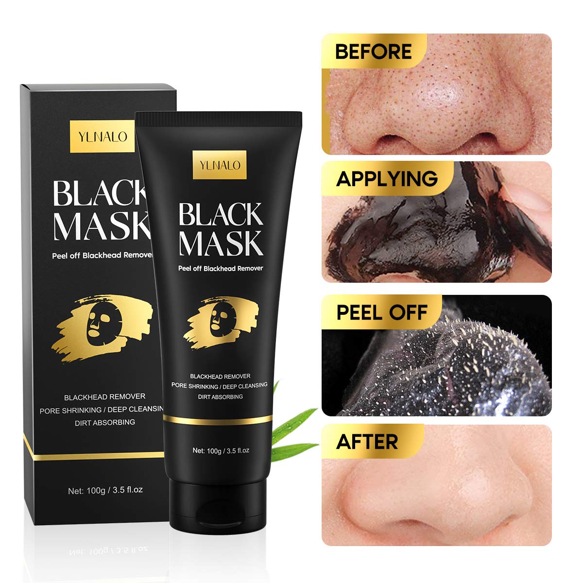 Buy now YLNALO Blackhead Remover Mask Kit, Charcoal Peel Off Facial Mask with Brush and Pimple Extractors, Deep Cleansing for Face Nose Blackhead Pores Acne, For All Skin Types (3.5 Fl.oz) at indiglob india