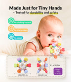 Infinno Montessori Silicone Teething Toys with Rattle, Babies 0-12 Months