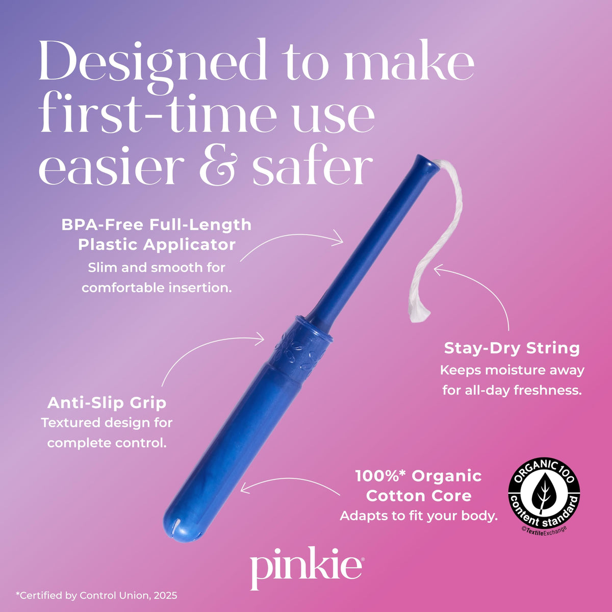Pinkie Time for Tampons Starter Kit for Teens & Beginners - 50 Piece Set