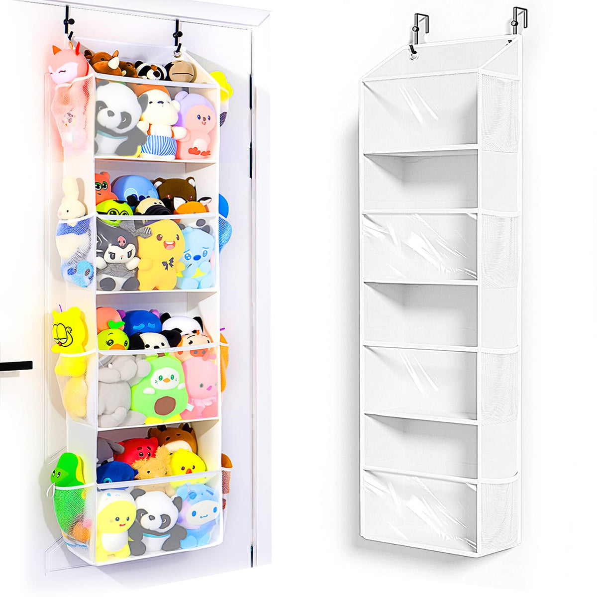 Toread Over the Door Stuffed Animal Storage, Holds Up To 75 lbs, Easy View Over The Door Storage, Versatile For Stuffed Animal, ideal for Storing Small To Medium Items On Any Door.(White)