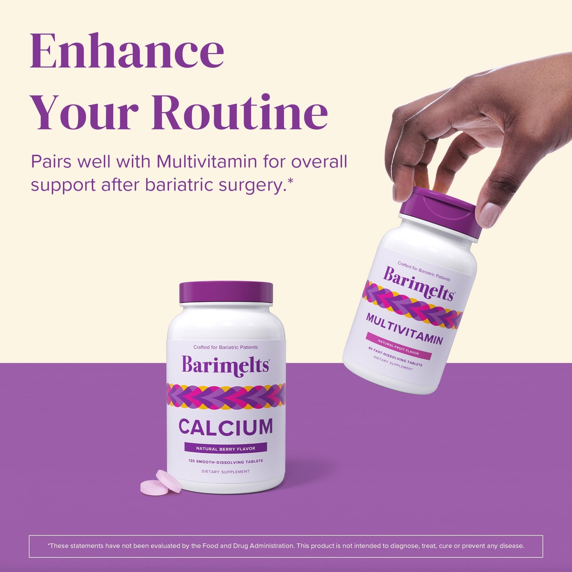 BariMelts Calcium, 240 Tablets, Natural Berry Flavor | Smooth-Dissolving Bariatric Calcium for Women, Supports Bone Health & Strength