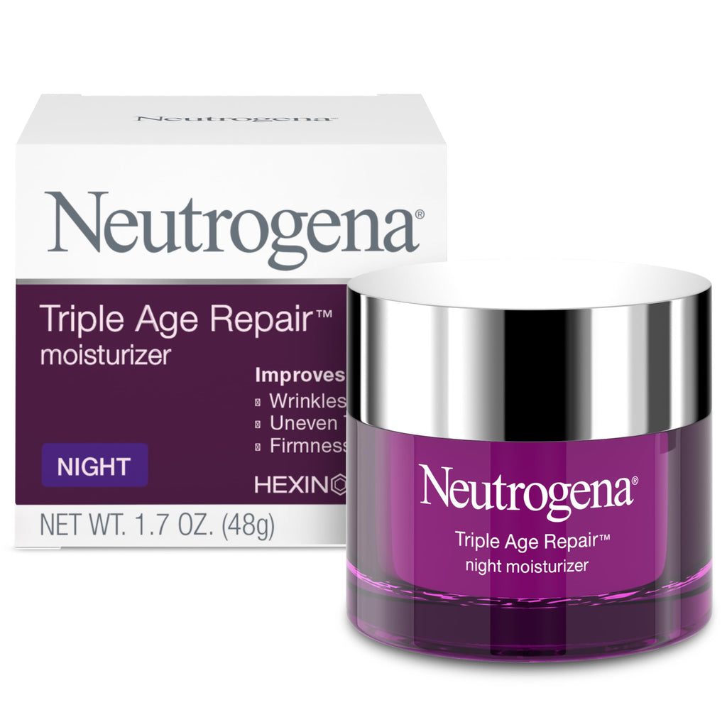 Neutrogena Triple Age Repair Night Face Moisturizer, 1.7 oz | Hexinol Technology & Vitamin C, Anti-Wrinkle Face Cream, Visibly Reduces Wrinkles & Firms Skin While You Sleep