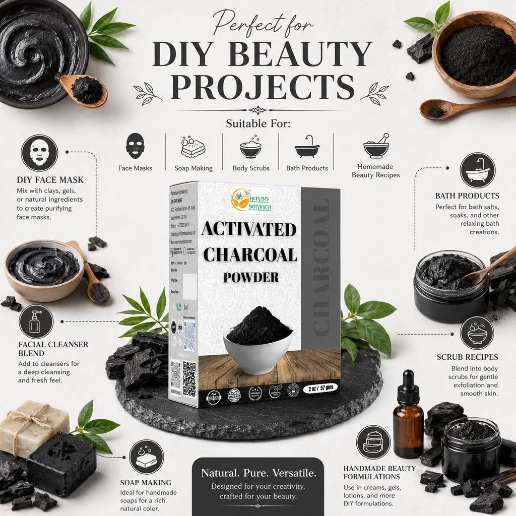 Herbs Botanica Activated Charcoal Powder, Food Grade, 2 oz