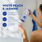 Buy now NIVEA Refreshing White Peach and Jasmine Body Wash with Nourishing Serum, Scented Body Wash for Women, Enriched with Provitamin B5 and Vitamin E, 20 Fl Oz Bottle at indiglob india
