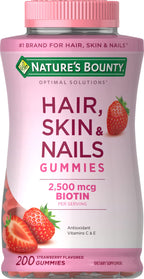 Buy now Nature's Bounty Optimal Solutions Hair, Skin & Nails Vitamin Gummies with Biotin, 2500 mcg, Strawberry, 80 Count, 40 Total Servings at indiglob india