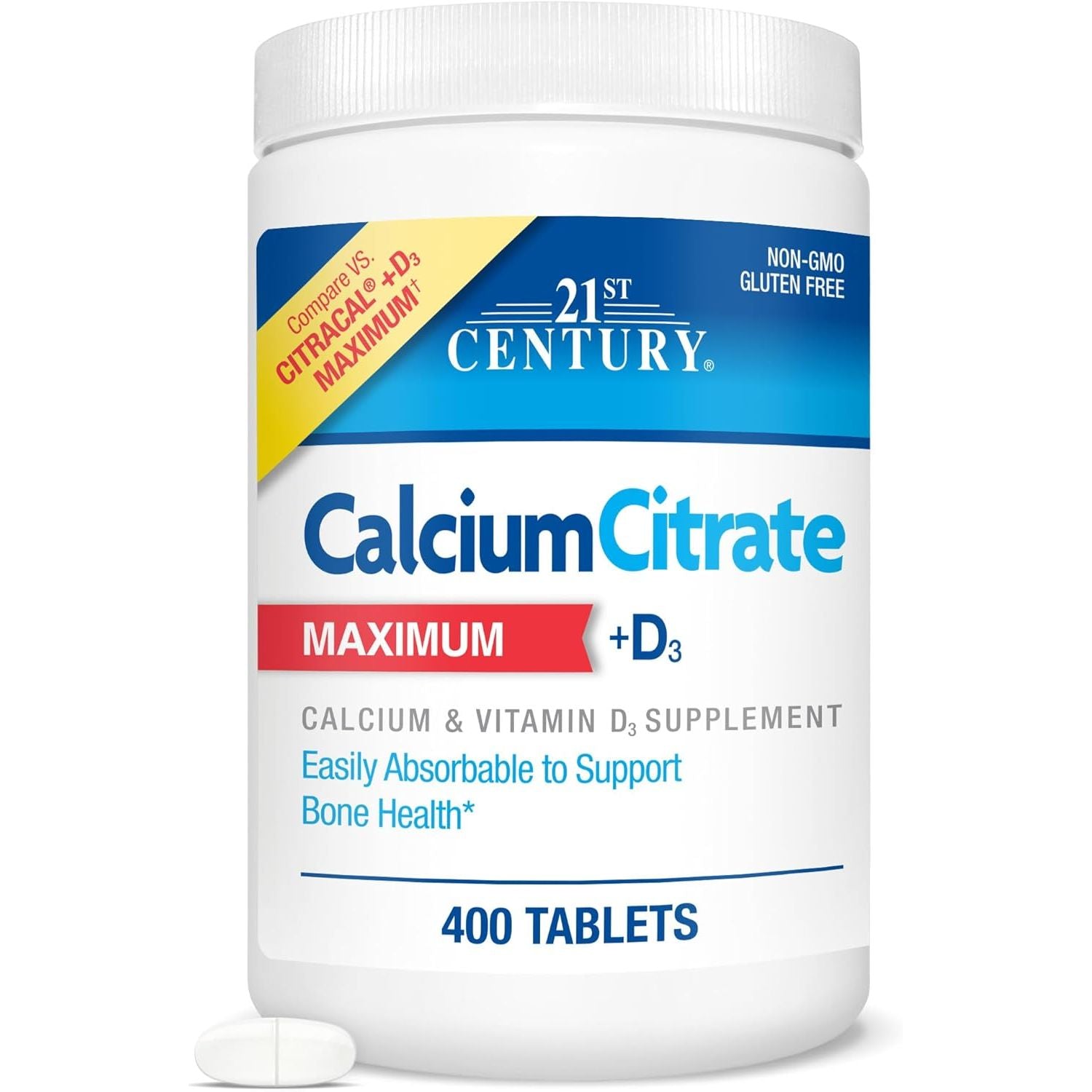 Buy now 21st Century Calcium Citrate Plus D Maximum Caplets, 120 Count (27493) 400 Count (Pack of 1) at indiglob india